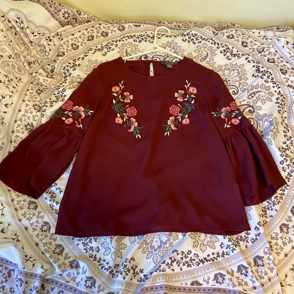 Floral Burgundy Blouse